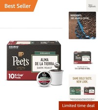 Keurig-Compatible Peet's Organic Dark Roast K-Cups - 100 Arabica, 10 Pods
