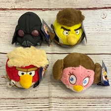 New 4 Angry Birds Plush Star Wars Luke Leia Han Solo Darth Vader Lot No Sound