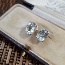 925 Sterling Silver Stud Earrings, Genuine Green Amethyst Gemstones Studs
