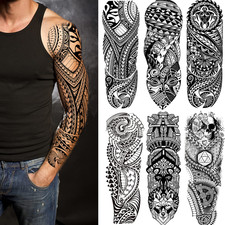 Fake Sleeve Tattoos Stickers 6-Sheet Full Arm Temporary Tattoos Sleeves