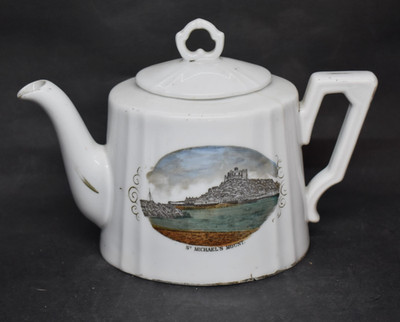 St Michaels Mount Porcelain Teapot Cornwall England Souvenir China Made Germany