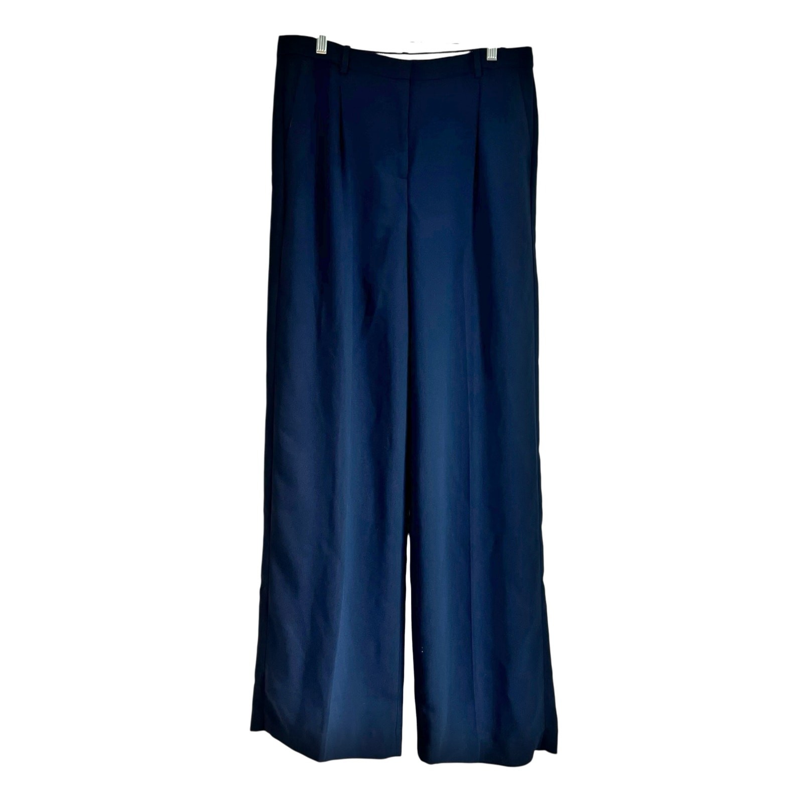 J. Crew Relaxed Fit Pleated Eassential Wide Leg Pant City Crepe Blue 12T NWOT image 2