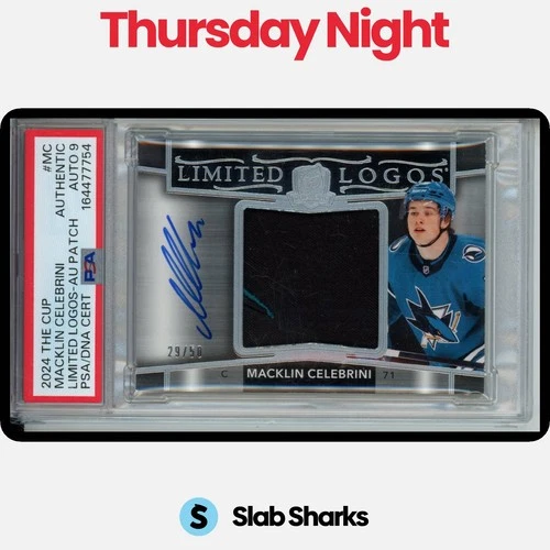 2024 THE CUP MACKLIN CELEBRINI LIMITED LOGOS PATCH AUTO RC /50 PSA AUTH AUTO 9