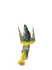 Vintage Japan Tin Litho Spinning Christmas Tree Santa Push Spinner Toy Works