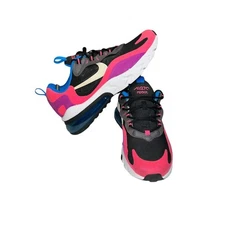 (2597) Nike Air 270 React Shoes Women's 8.5 Youth Size 7 Black Pink Blue Suede