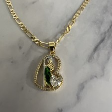 Colgante San Judas Chapado en Oro 14k con Cadena Fígaro 18 Collar San Judas