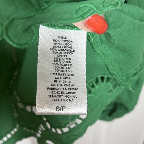 Anthropologie Annemarie Peasant Blouse Eri Ali Sz S Kelly Green Embroidered Lace - Picture 7 of 12