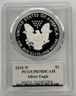 2018-W American Silver Eagle Proof ASE $1 PCGS PF70 PR70 DCAM First Edition Coin