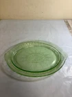 Uranium Depression Green Glass Cameo Ballerina Handled Platter Excellent Cond