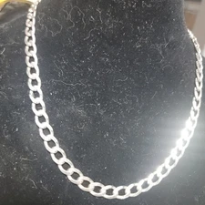 8mm Sterling Silver Curb Chain Necklace 20" Mens Womens 925 Italy *42 grams NICE