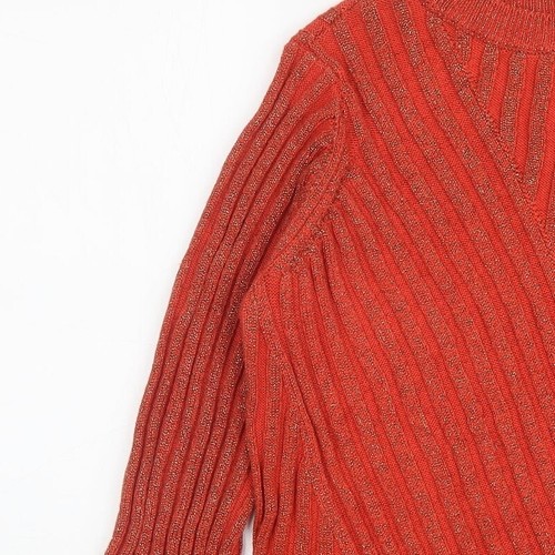 Saint Tropez Womens Orange Crew Neck Striped Acrylic Blend Jumper Size S - Picture 6 of 12
