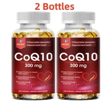 2 Bottles 300mg CoQ10 High Absorption Q10 Coenzyme Energy Support Heart Health
