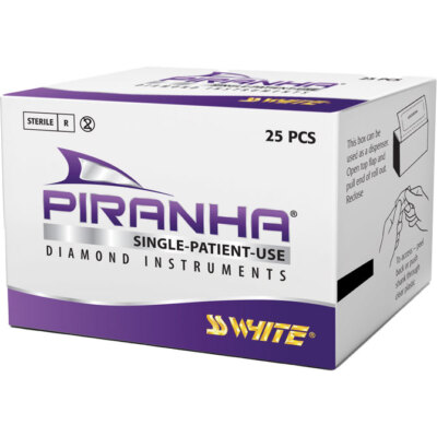 Endodontic Piranha Sterile Single Use Flame Diamond Burs by SS White (25/pk)