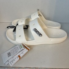 Crocs Mens and Womens Classic White Two Strap Slides Waterproof Sandals M10/W12
