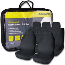 UKB4C Black Leather Look Front Pair of Car Seat Covers for Evoque 11-On
