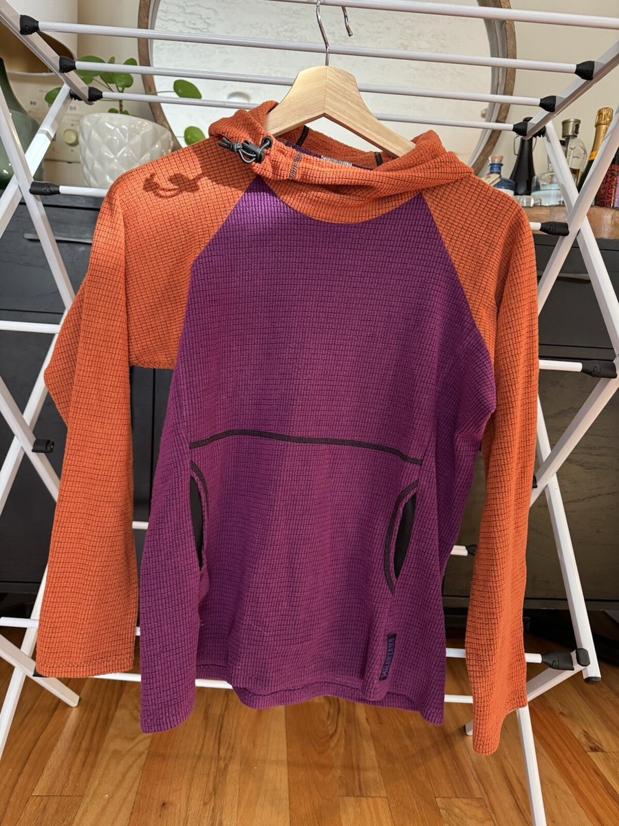Melanzana Micro Grid Hoodie Women's Small Purple + Orange