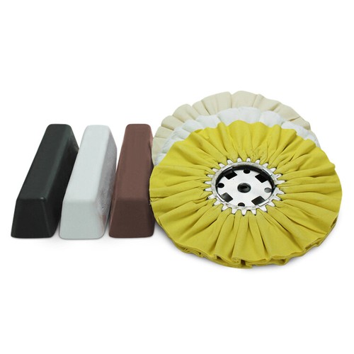 6 Piece Aluminum Buffing Kit: 10" Airway Buffing Wheels & XL Polishing Compounds - Picture 2 of 5