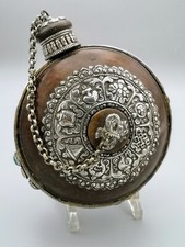ANTICA BORRACCIA TIBETANA IN LEGNO ED ARGENTO - XIX SECOLO
