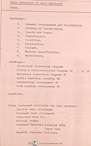 Sykes 1B, generador de engranajes horizontales, manual de operaciones 1960 - Imagen 3 de 4