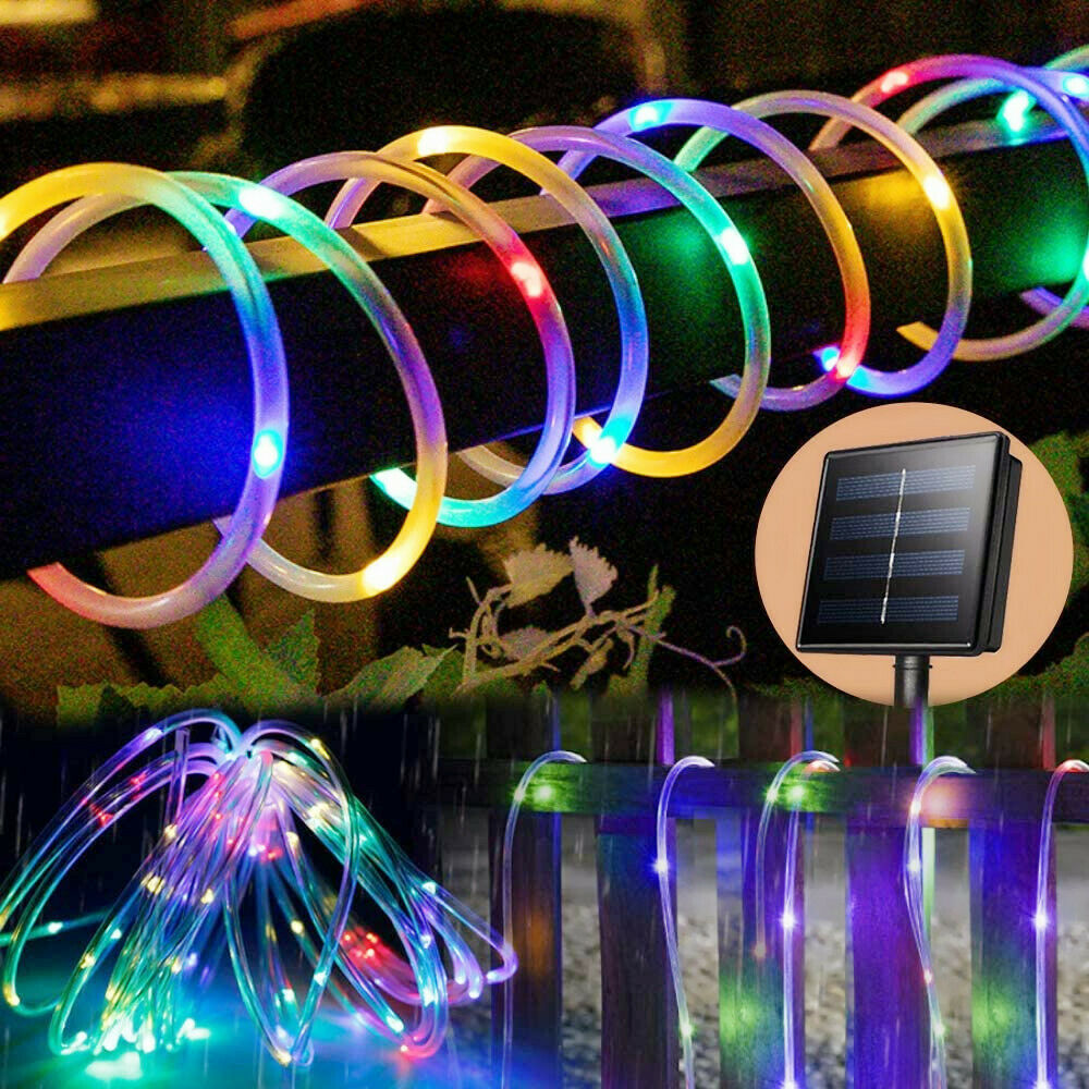 100LED Solar Rope Tube String Fairy Lights Xmas Waterproof Garden Outdoor Decor eBay