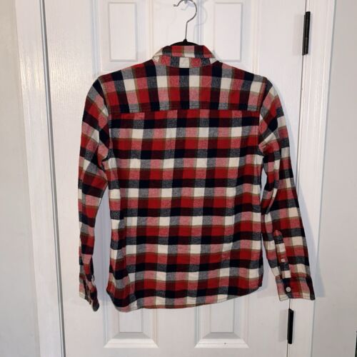 Abercrombie & Fitch Shirt Youth Boy's Sz 13/14 Blue Red Plaid Button Up Flannel - Picture 3 of 3