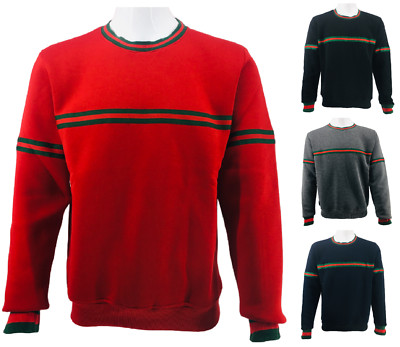  Herren gestreiftes Sweatshirt Pullover Herren Vlies Pullover Jersey Top