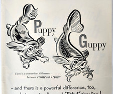 Puppy Guppy Keith Ward Ethyl Corp Vintage 1950 Ad Magazine Print Gas Pump