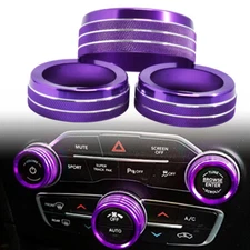 Purple Aluminum Climate Fan Volume Turn Knob Ring Trim Fits 14-21 Grand Cherokee