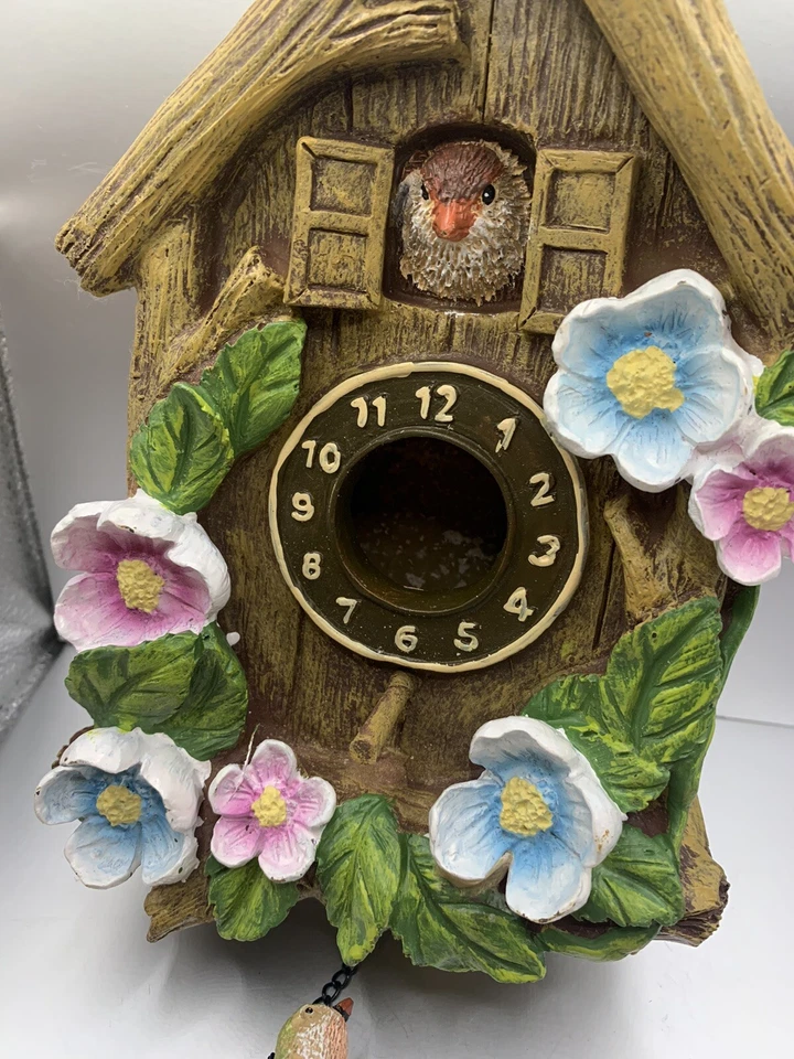 VTG Bird House  w/ hanging bird Decor Colorful Spring Flower Cute (Wood Tone) 3D - Изображение 4 из 4