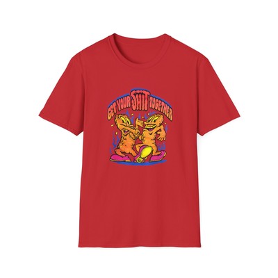 1970s graphic ''get your sh*t together'' two sh*ts shaking hands tshirt