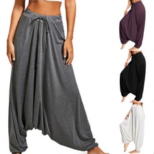 Women's Hippie Slacks Baggy Drop Crotch Harem Pants Saggy Yoga Casual Trousers