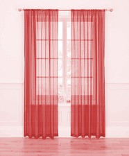 Pair (2 Panels) - Sheer Slot Top Plain Voile Net Curtain Panels  -  Free Postage