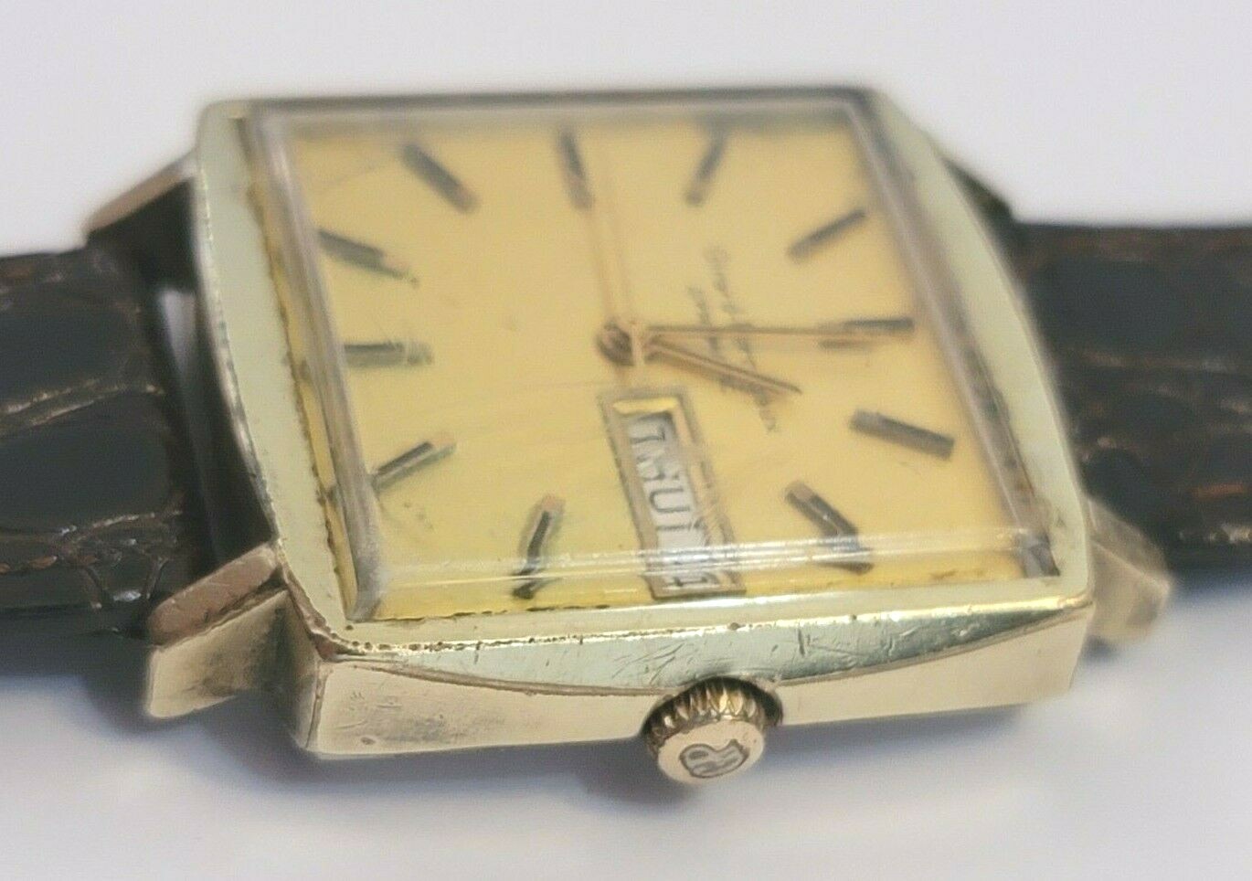 Vintage 1960s Gold Filled Girard Perregaux Gyromatic Square 32mm case