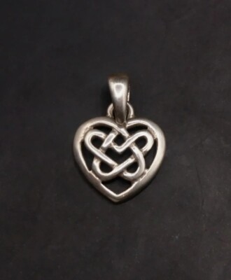 KH-95 Kit Heath 925 Silver Celtic Tribal Design Heart Pendant. Free UK P&P  