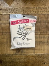 Just My Size Leggs Pantyhose Size 3X Off White Sheer Toe Silky Sheer  1 Pair NOS