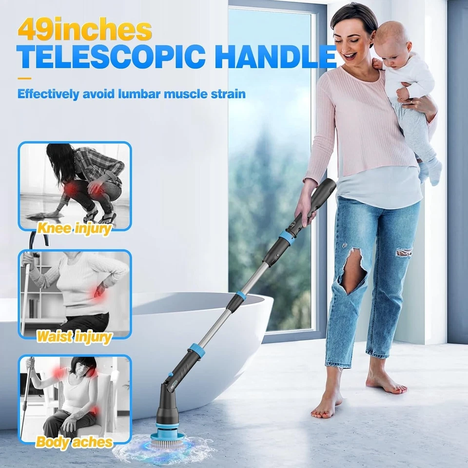 Electric Spin Scrubber,1200RPM Cordless Shower Scrubber, 2 Batteries - Image 4 of 4
