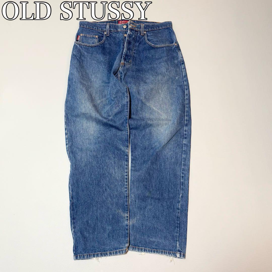 Stussy USA Vintage Wide Denim Pants L/XL Good Condition 34R Stussy USA Vintage Wide Denim Pants L/XL Good Condition 34R