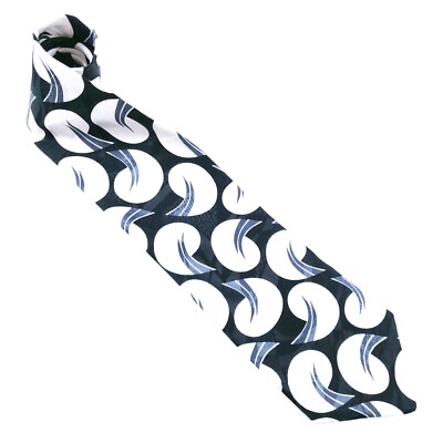 Bergamo Men Neck Tie Geometric Black White 100% Italian Silk 60 x 3.75 - NWOT
