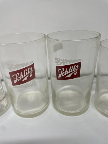 4 Schlitz Beer Glass Tumbler Vintage Multiple Sizes Glasses Tumblers - Picture 10 of 12