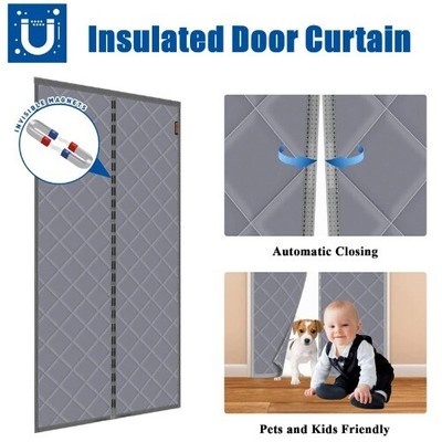 1Set Winter Magnetic Closed Windproof Cotton Keep Warm Reduce Noise Door Curtain