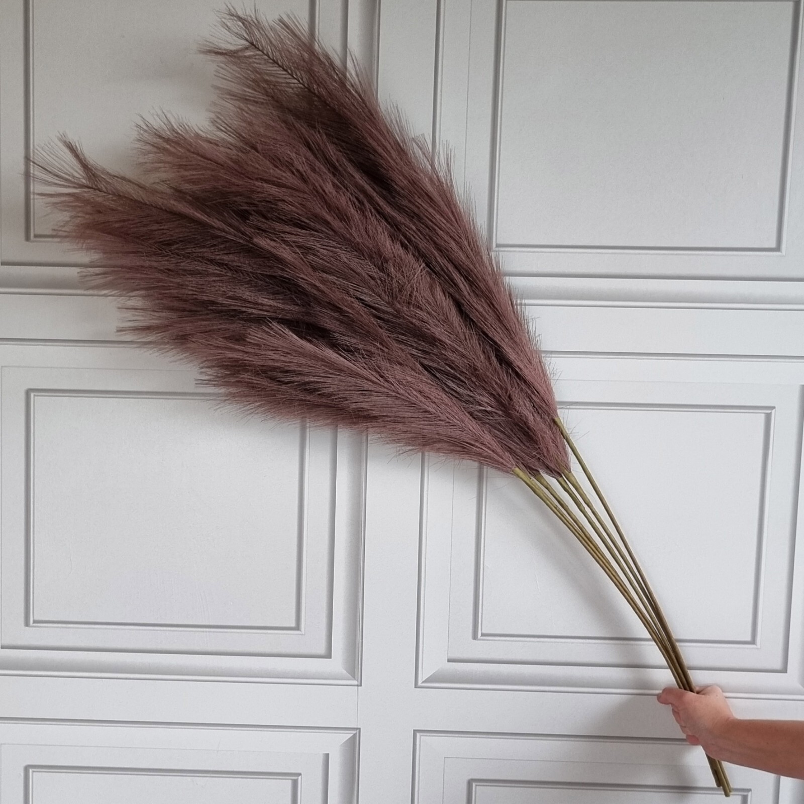 Large Faux Pampas Grass SINGLE Stems 115cm Tall Fluffy Artificial Dried Flower 