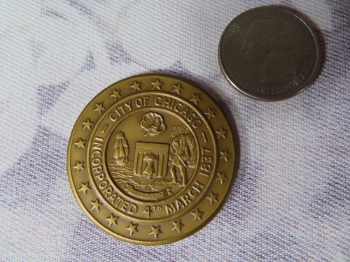 Vintage CHICAGO FIRE 1871- 1971 Centennial COIN/TOKEN/MEDAL Bronze Color w/Case - Picture 3 of 11