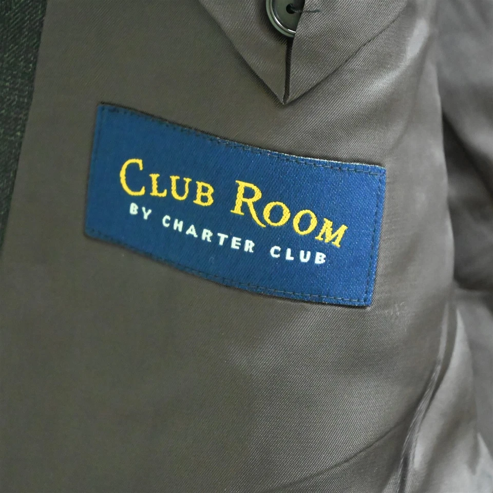 Club Room 42L 36x30 Gris Glenn Check Lana Hombres Chaqueta Pantalones Traje Foto 4 de 4
