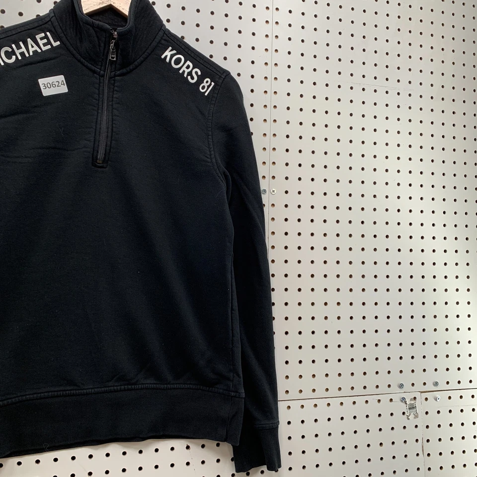 Свитер Michael KORS на молнии 1/4 черный мужской с небольшим надписью плечи 19,5x26 - Изображение 4 из 4