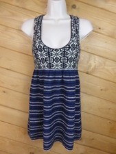 Free People Gray Blue Scoop Neck Tank Sleeveless Sweater Stripe Geometric Dress