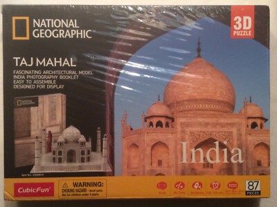 New Sealed Puzzle National Geographic 3D Taj Mahal (Glue/Tools NOT needed) 87 pc
