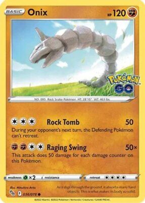 Pokemon ONIX 036/078 - Pokemon GO - Rev Holo - - MINT