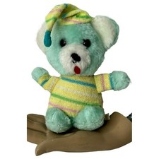 Vintage Giftco 1986 Tiny Teddy Bear Plush Stuffed Animal 6" Mint Green Sleepy