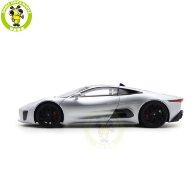 自動車 Jaguar Diecast 1/18 CX75 Sports car 1/18 Almost Real Jaguar C-X75 Silver With Blue Stripes Diecast