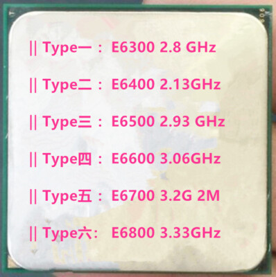 Intel Core E6300 E6400 E6500 E6600 E6700 E6800  Processor CPU